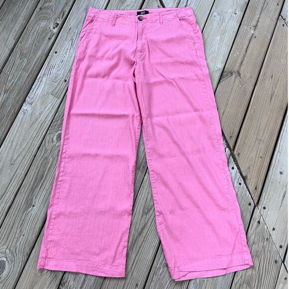 KUT From The Kloth Meg High-Waist Wide Leg Linen Blend Pants Color Punch Size 14 - Picture 1 of 8